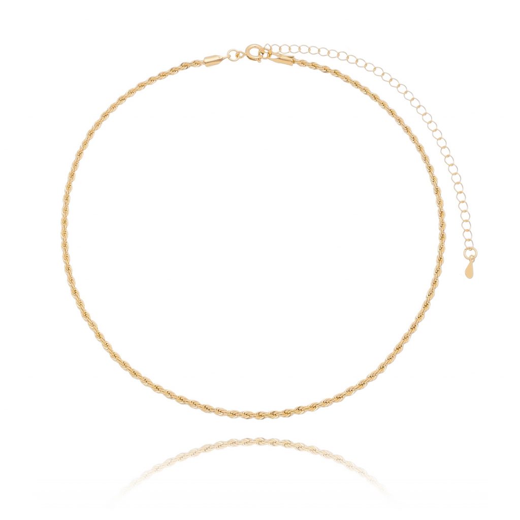 Colar Semijoias Dourado Chocker Design Cordão Baiano