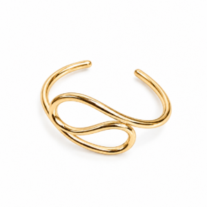 Bracelete Feminino Orgânico Dourado com Design de Infinito