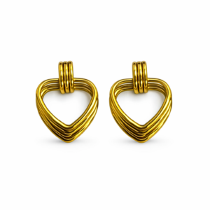 Brinco Coração Vazado Triplo em Aço Cirúrgico  Banho Dourado LILLARA SEMIJOIAS