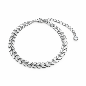 Pulseira feminina espinha de peixe em banho prateado com extensor e ponto de luz — LILLARA SEMIJOIAS