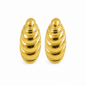 Brinco Orgânico Alongado Dourado – Design Escultural